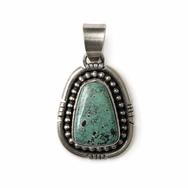 INDIAN JEWERLY NAVAJO "Scott Skeets"Nevada Turquoize Silver Top インディアンジュエリー ナバホ ネバダ ターコイズ ペンダント ヘッド