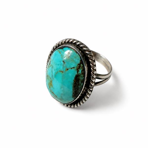 INDIAN JEWERLY NAVAJO"Cecil Skeets"Kingman TQ Silver Ring インディアンジュエリー ナバホ族 キングマンターコイズ シルバー リング