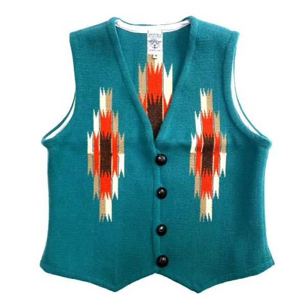 オルテガ チマヨ ラグ ベスト E.GREEN/M ORTEGA'S WOMEN'S CHIMAYO HANDWOVEN VEST