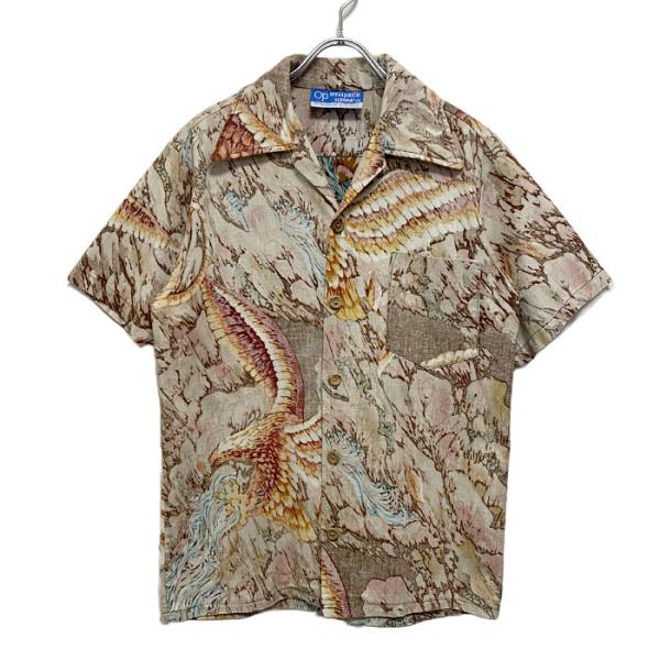USED 70's OCEAN PACIFIC Tiger&Eagle Cotton Hawaiian Shirts OP 裏