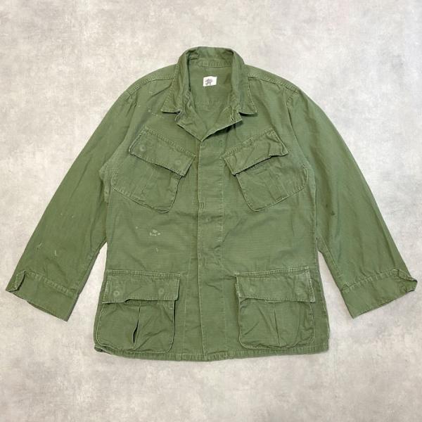 60s US ARMY 5th Jungle Fatigue Military Jacket Rip Stop Small