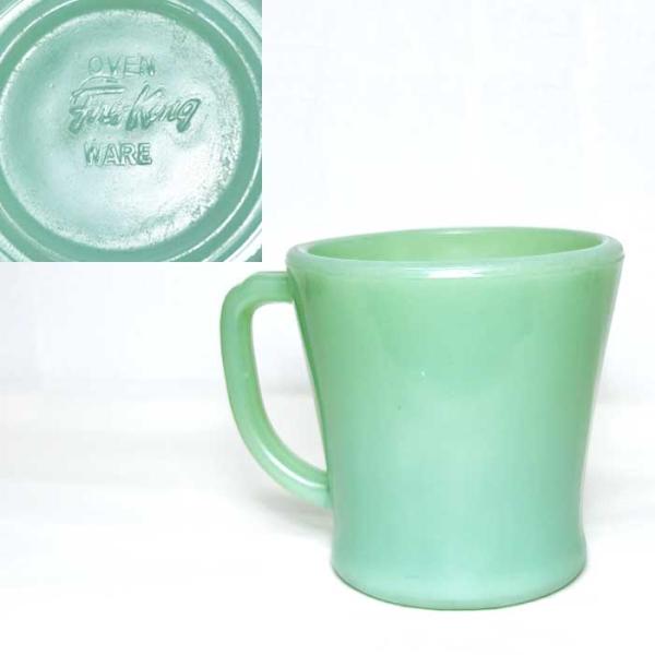 Vintage Anchor Hocking Fire King D-handle Mug Jade-ite Made in USA