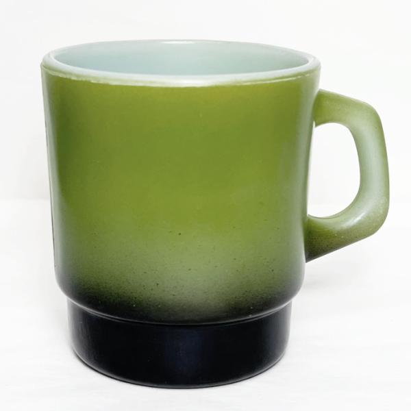 Vintage Anchor Hocking Fire King Stacking Mug GREEN/BLACK Made in 