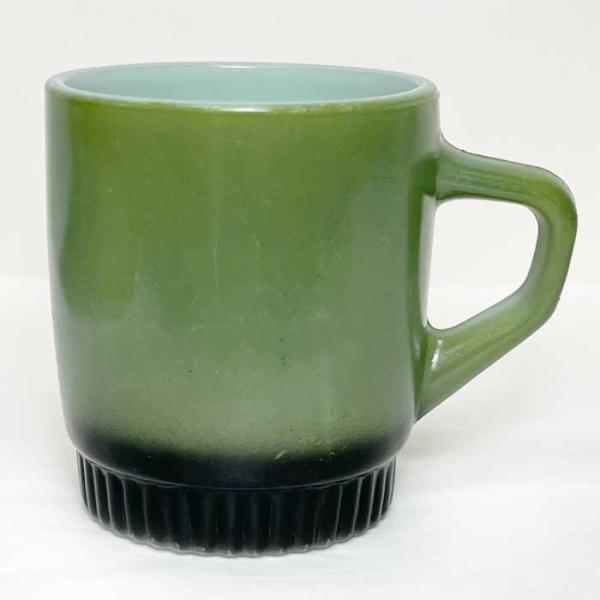Vintage Anchor Hocking Fire King Ribbed Bottom Mug GREEN/BLACK 