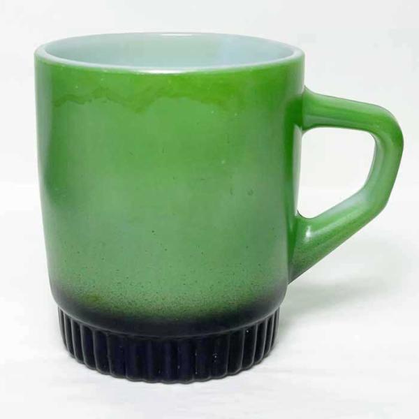 Vintage Anchor Hocking Fire King Ribbed Bottom Mug GREEN/BLACK 