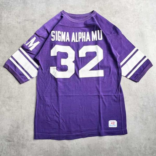 70's CHAMPION FOOTBALL T-SHIRTS 42/PURPLE Made in USA 70年代