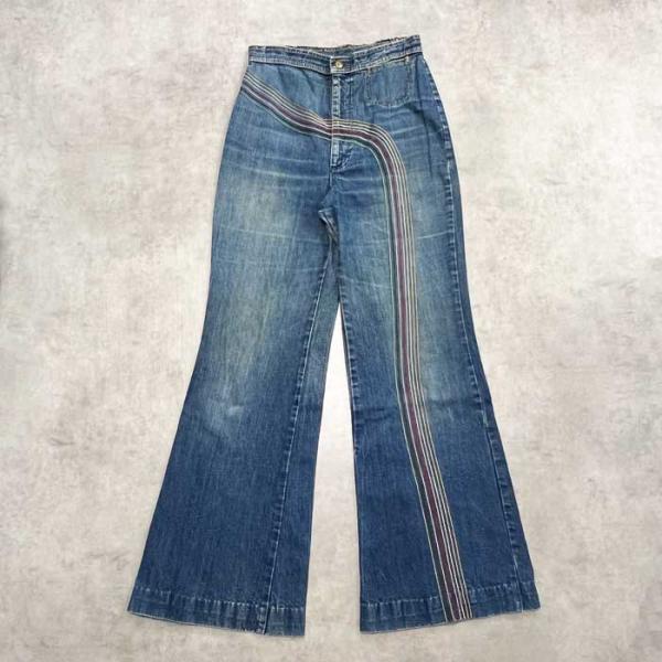 VITAGE 70's Lee JUNIORS RAINBOW STICH FLARE JEANS Made in VITAGE 70's Lee JUNIORS RAINBOW STICH FLARE JEANS Made in