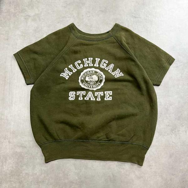 60's ビンテージスウェット MICHIGAN STATE ラグラン USA VINTAGE 60'S MICHIGAN STATE UNIVERSITY RAGLAN SHORT SLEEVE