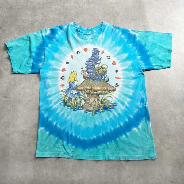 00'S LIQUID BLUE "ALICE in WONDERLAND" TIE-DYE T-SHIRTS XL 00年代 リキッドブルー 不思議の国のアリス 両面プリント タイダイ Tシャツ