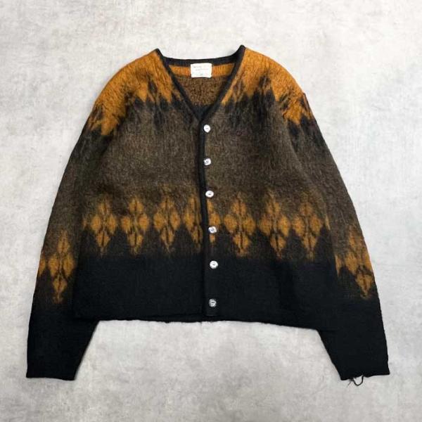 Sears 60'S Mohair Cardigan Made in USA BLACK BROWN/L 60年代