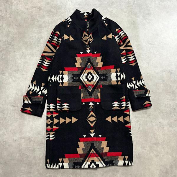PENDLETON Native Pattern Wool Coat Made in USA S/BLACK ペン