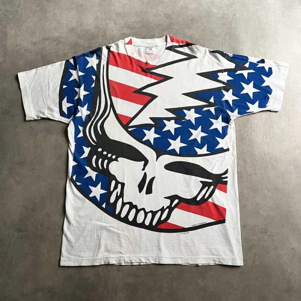 90'S GRATEFUL DEAD 1993 Summer Tour USA Flag Skull Chris Pinkerton