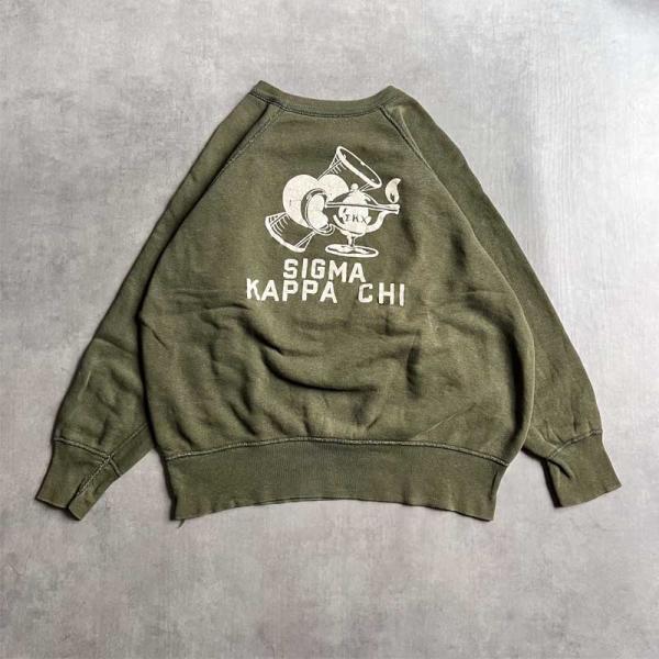 60'S Vintage SIGMA KAPPA CHI Raglan Sweat Shirts GREEN 60年代