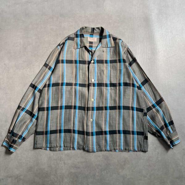 50'S BREWSTER Single Needle Opan Collar Long Sleeve Shirts Made in