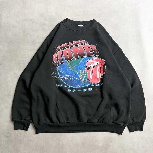 90'S THE ROLLING STONES World Tour Sweat Shirts Made in USA BLACK