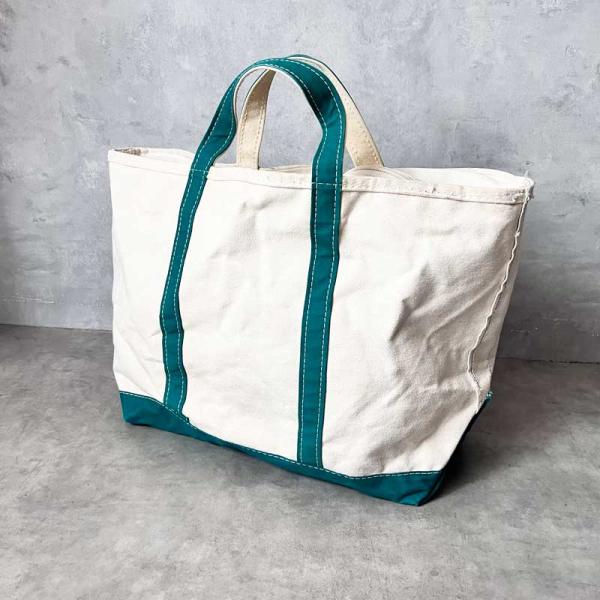 L.L.Bean 80'S L.L.BEAN Zip Tote Bag LARGE WHITE/GREEN 80年代