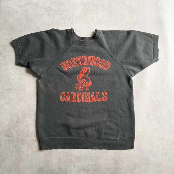 60'S NORTHWOOD CARDINALS Raglan Short Sleeve Sweat Shirts BLACK