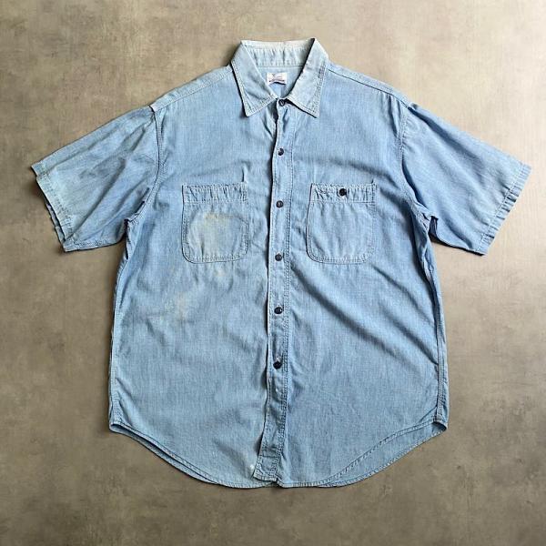 50's SEARS WORK CLOTHING SHORT SLEEVE CHAMBLEY SHIRTS 身幅60 50