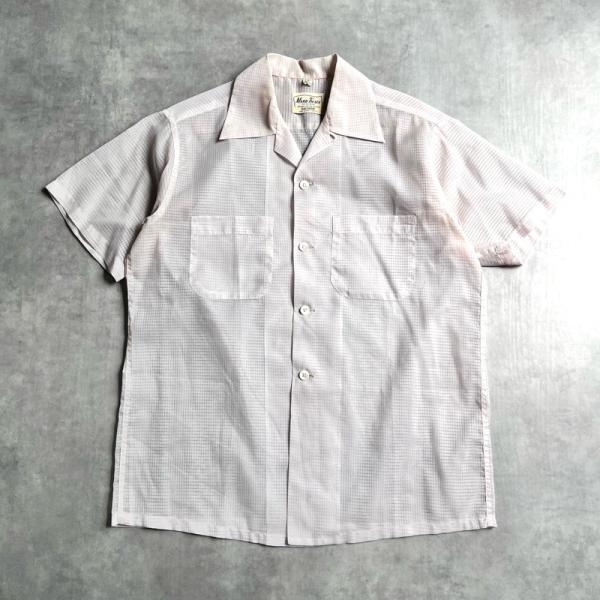 50'S MARK TWAIN See-Through Short Sleeve Open Collar Shirts BEIGE/M 50年代 シースルー オープンカラー 半袖シャツ ベージュ サイズM