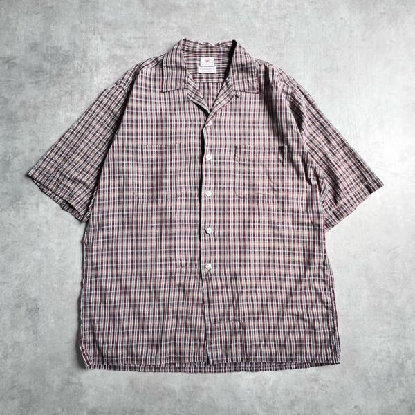 60'S SAFE IN SUDS Short Sleeve Open Collar Check Shirts BROWN