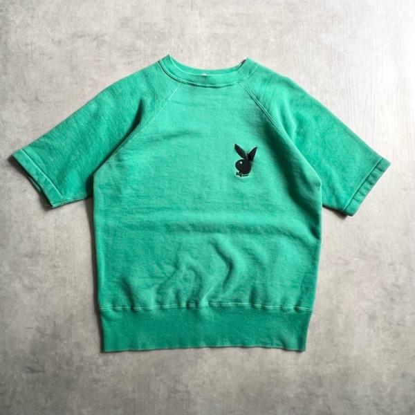 70s80s プレイボーイ 半袖スウェット チャコールグレー デットストック 70s80s プレイボーイ 半袖スウェット チャコールグレー デットストック