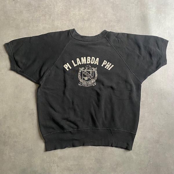 60'S PI LAMBDA PHI Raglan Short Sleeves Sweat Shirts BLACK/身幅56