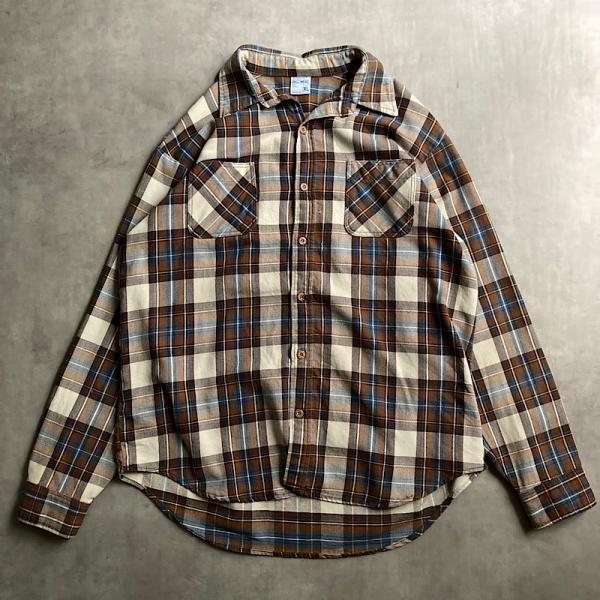 70's BIGMAC Check Nel Shirt BROWN×WHITE/XL 70年代 ビッグマック