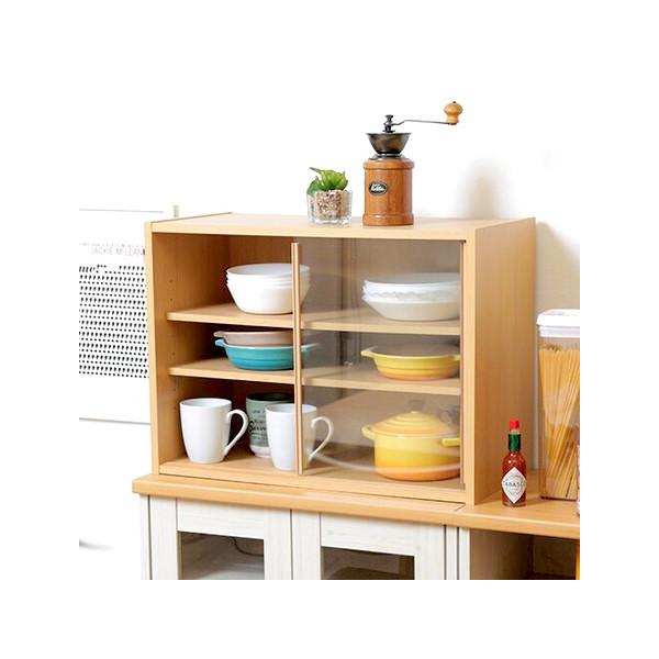食器棚 ミニ食器棚 キッチン 皿 隙間 スキマ 収納ラック 整理 木製 カウンター上 卓上 ウッド ロータイプ 低い コンパクト おしゃれ 安い 調味料 小型 小さいサイズ 軽量 ガラス扉付き 引き戸 一人暮らし ひとり暮らし ナチュラル ...