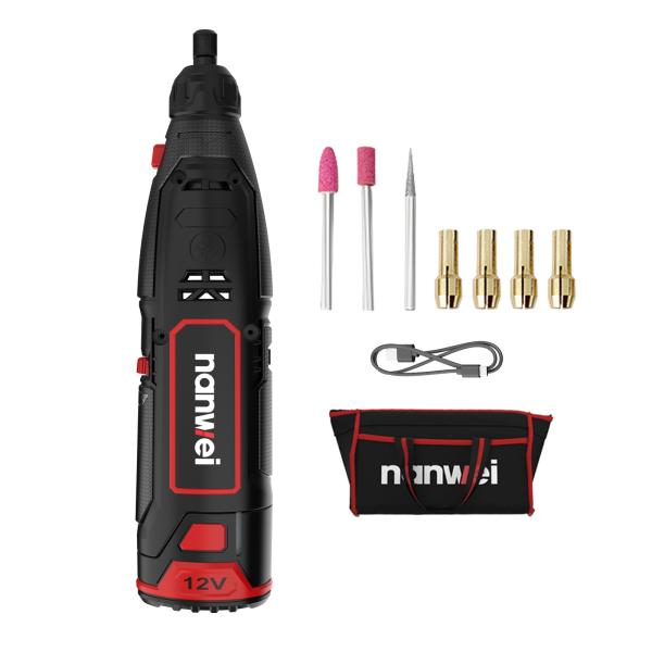 【7段変速可能】ミニルーターは5000RPMから25000RPMまでの7段階変速が可能です。作業内容のニーズに合わせて彫刻や研磨作業など様々なシーンで使用できます。DIYの初心者の方でも使いやすいです。【コードレス&amp;USB充電】コー...