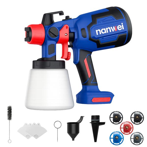 NANWEI コードレススプレーガン マキタ18Vバッテリー対応 電動スプレーガン 充電式塗装ガン 800ml大容量 水性油性塗料 噴射量調節可能 三つの吹き付けパターン
