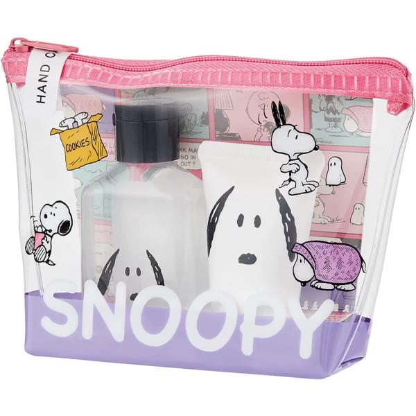 他サイト： スヌーピー ハンドケアセット フレッシュピーチ 　ミニハンドソープ70ml+ハンドクリーム20ml　ピーナッツ  SNOOPY 旅行 やわらかくて甘いモモの香りの商品画像