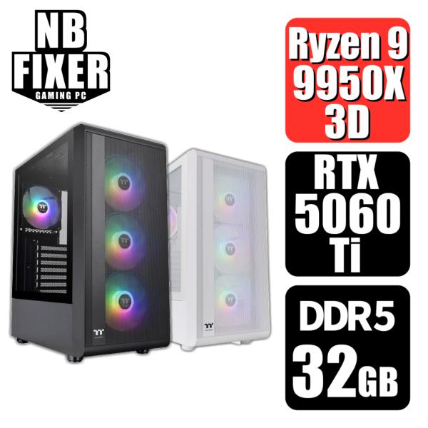 AMD ゲーミングPC Ryzen 9 9950X3D / RTX5060Ti / メモリ32GB / SSD