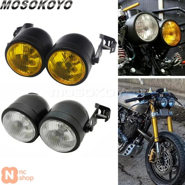 並行輸入品】 バイク 3.5 ツインヘッドライト レトロラウンドフロント