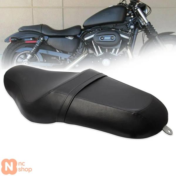 並行輸入品】 バイクブラックレザー製タンデムシート ハーレー