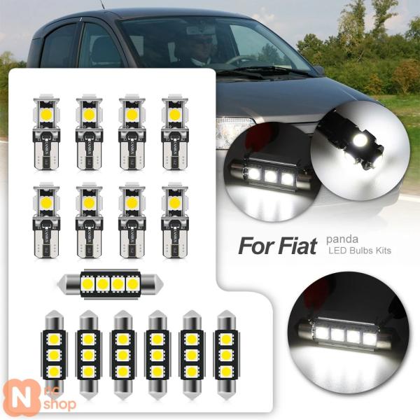 【並行輸入品】 フィアットパンダ 2003-2012-2022年用 6個入り 車内用LED電球キット ドームマップ読書灯 ライセンスプレートライト