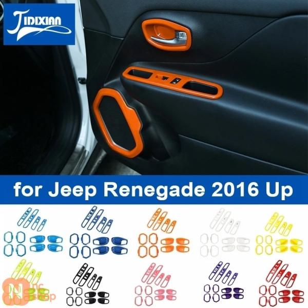 【並行輸入品】 ドアハンドルボウルスピーカーウィンドウリフトスイッチ装飾カバーアクセサリー ジープレネゲード 2016 2017 2018 2019