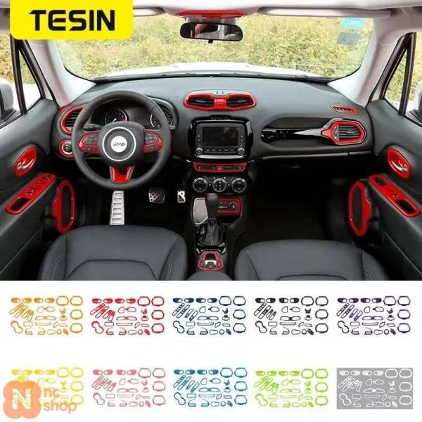 【並行輸入品】 31点セット 車内装飾カバーアクセサリー ジープ・レネゲード 2016年 2017年 2018年用センターコンソールエアアウトレットトリムステッ