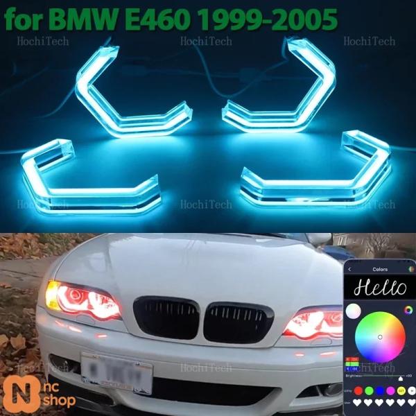 【並行輸入品】 BMW 3シリーズ E46 セダン 1999-2005 RGB 多色対応アプリ制御 M4スタイル LEDヘッドライト エンジェルアイズ バルブリ