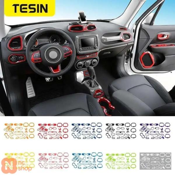 【並行輸入品】 12/31ピース ABS車内装飾カバートリムステッカーアクセサリー ジープ・レネゲード 2016年 2017年 2018年用カースタイリング
