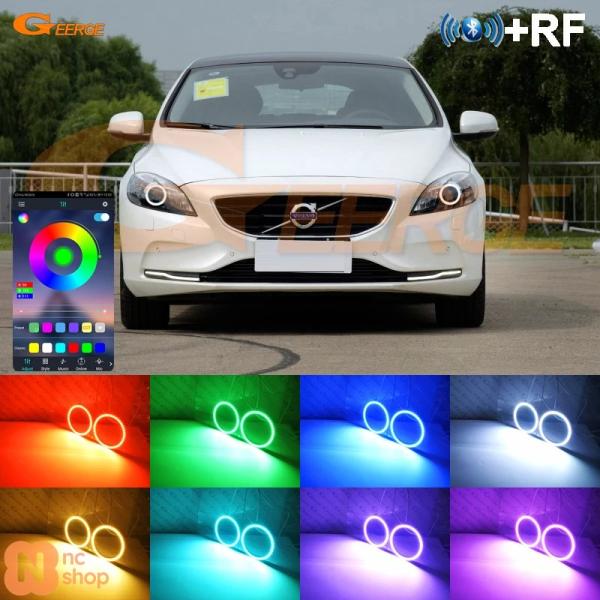 【並行輸入品】 ボルボ V40 2012 2013 2014 2015 ゼノンヘッドライト BTアプリ RFリモート マルチカラー 超明 RGB LED エンジ