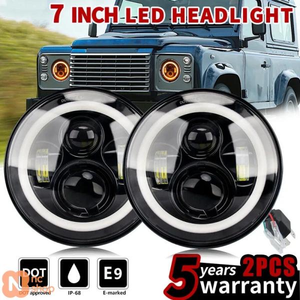 【並行輸入品】1 LED ヘッドライト ヘイロー E マーク付き ランドローバーディフェンダー 90 110 TDI TD5 自動車用ヘッドライトアクセサリー