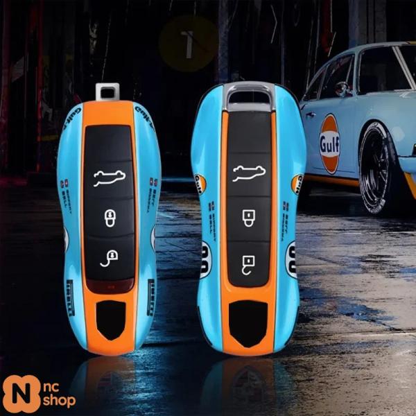 【並行輸入品】ガルフメモリアルバージョン ポルシェ マカン カイエン 718 パラメーラ 911 カスタム車キーケースカバー フォブキーチェーンアクセサリー