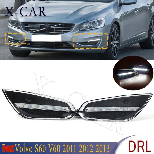 並行輸入品 LED デイタイムランニングライト ドライビングフォグランプカバー ヘッドライト ボルボ S60 V60 2011 2012 2013
