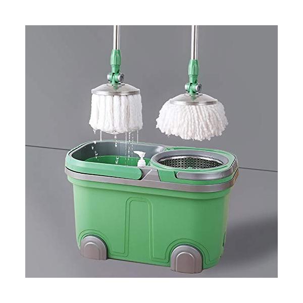 フロアワイパー 掃除用具フルオートロータリーデュアルドライブシステムモップ付きステンレススチールドレーンフレーム調整可能なロッドマイクロファイバーコットンヘッド360 回転 Ne07qvyfkt5 ニアサイドモール