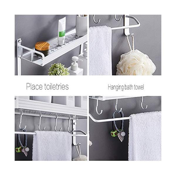 浴室用具シャワー収納バスケット棚 浴室収納ラック無料パンチングスペースアルミダブルフックタオル掛けバスルームアクセサリー Ne07vk8k1c7 ニアサイドモール