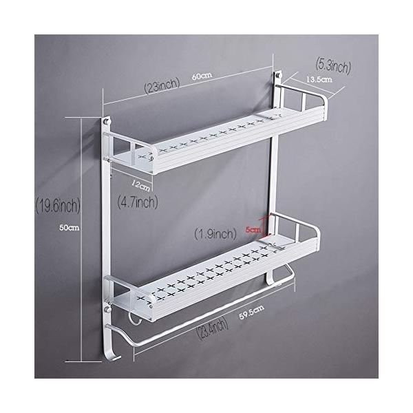 浴室用具シャワー収納バスケット棚 浴室収納ラック無料パンチングスペースアルミダブルフックタオル掛けバスルームアクセサリー Ne07vk8k1c7 ニアサイドモール
