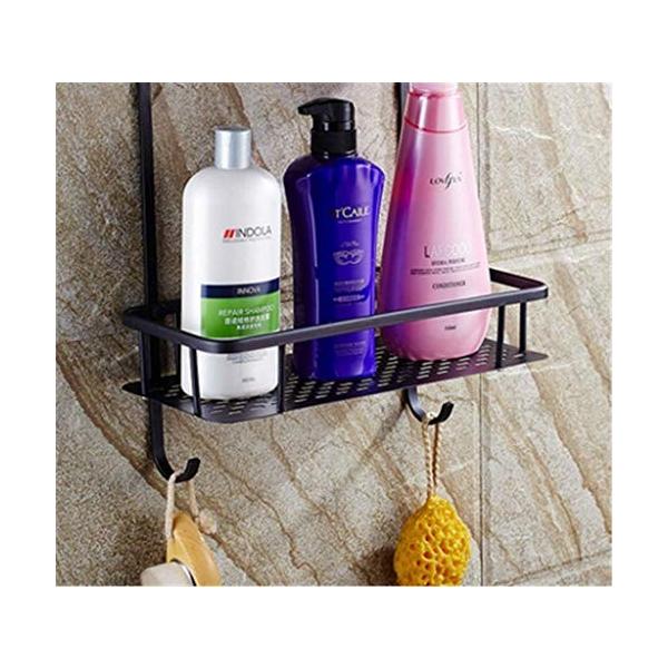 超特価sale開催 のブラックキャディ浴室収納収納棚シャワー棚壁掛け浴室化粧品収納ラック付き2フック 浴室 石鹸ラック Color Color Ne07vlk465s ニアサイドモール B バス 洗面所用品