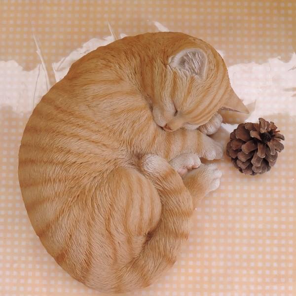 茶トラねこ かわいい居眠り猫 ギフトに ラッピング無料 ガーデンオーナメント 置物 ねこ オブジェ N957 インテリア 雑貨 飾り 癒し K0002 花 ル パルテール Yahoo ショップ 通販 Yahoo ショッピング