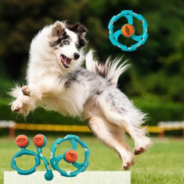 おやつ入れ 音が鳴る 犬用インタラクティブおもちゃ, 歯に優しい噛むおもちゃ, TPR素材ボール付き, 小型中型犬用運動玩具