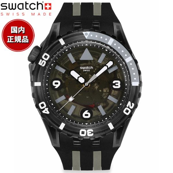 ★新品未使用★swatch★腕時計◎本革◎黒バンド swatch スウォッチ 腕時計 メンズ SCUBAQUA スクーバクア BLACK